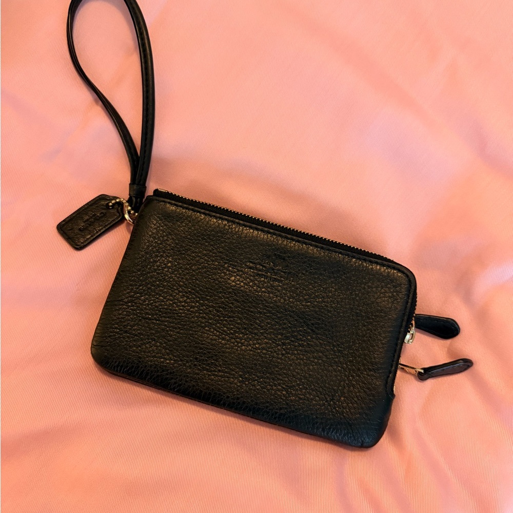 Coach Black Leather Wristlet